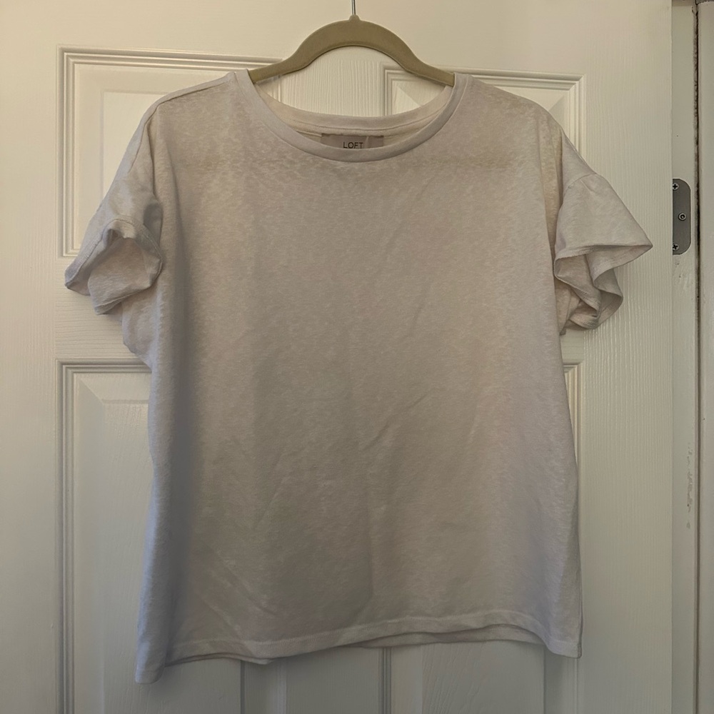 LOFT Women's Soft White Short Sleeve Top Size M